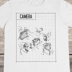 Camera Blueprint / Photography T shirt /  Tripod