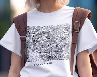 Van Gogh Starry Night T-Shirt: Abstract Art Cotton Tee