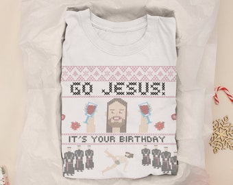Funny Jesus Christmas T-Shirt: Ugly Holiday Sweater Style