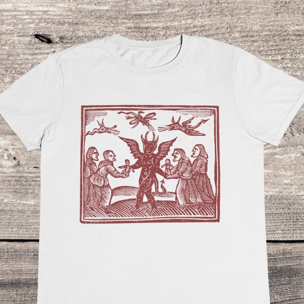 Vintage Devils In Village T shirt / Satan Art / Red Art / %100 Cotton / Occult