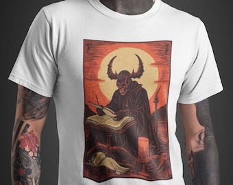 Devil Skeleton T shirt Demon Satan Skeleton Gothic Hell Occult Hellish Creepy Devil Unisex