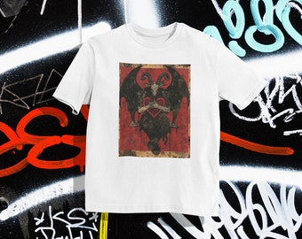 Heart in Baphomet's Hands T shirt - Satanic Art - Baphomet Illustration - Occult - Dark Art - Satancore - Darkcore - Gothic - Esoteric