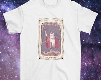 The Magician Tarot Card T shirt - Tarot Cat Version -  %100 Cotton - Funny Cat - Tarot Card - Esoteric T shirt - Mystical - Spiritual