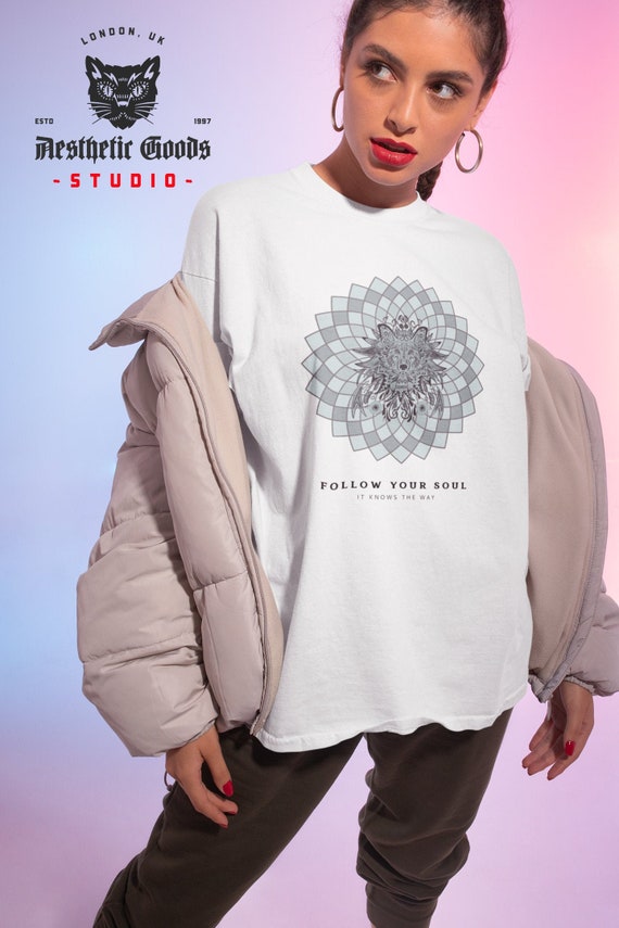 Mandala Wolf T-shirt: Sacred Geometry Zen Yoga Tee