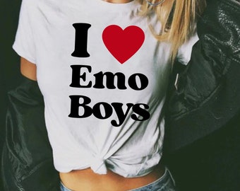 Real Minitoon Roblox I Love Emo Boys T Shirt, Custom prints store