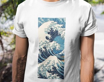 Japanese Wave Art Graphic T-Shirt - Hokusai Inspired Ocean Wave Design Art Lovers, Surfers, and Nature Enthusiasts Great Wave off Kanagawa