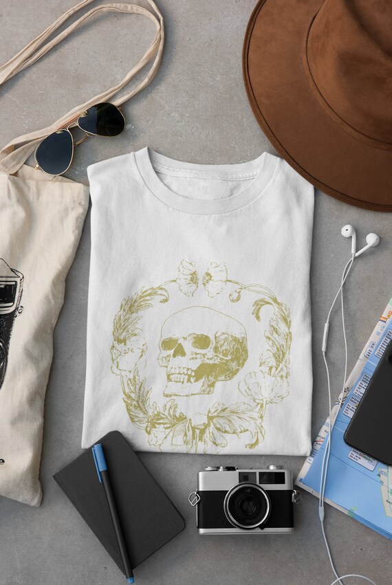 Retro Gold Skull T-Shirt - Vintage Skeleton Unisex Tee