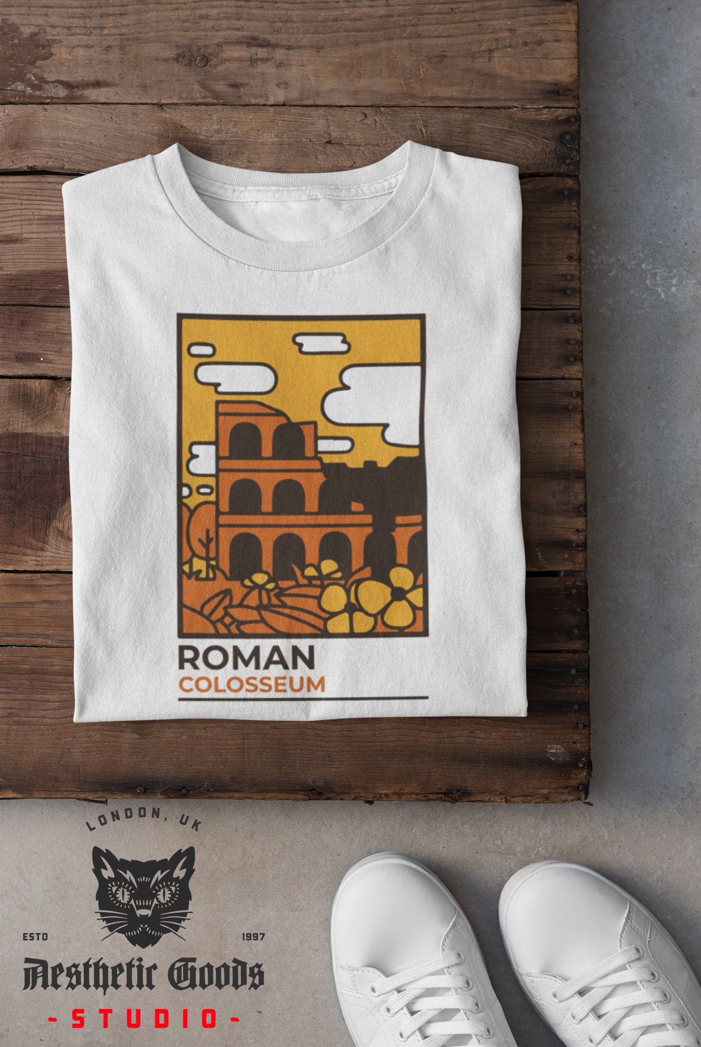 BABYL コロッセオデザイン Tシャツ M コロッセオTシャツ：ローマ建築グラフィックTシャツ - Etsy 日本
