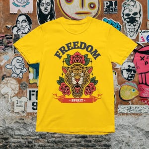 Retro Cheetah Tattoo T-shirt: 100% Cotton