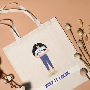 Shop Local Canvas Tote Bag: Reusable Shopping Bag