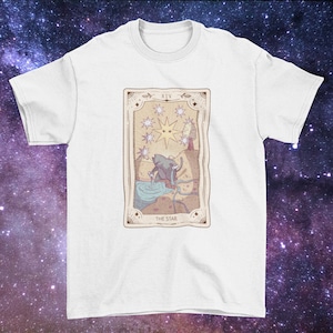 Le T-shirt Star Tarot - Tarot Version Chat - Tarot Chat Mignon - %100 Coton - Carte Tarot - T shirt Ésotérique - Mystique - Spirituel