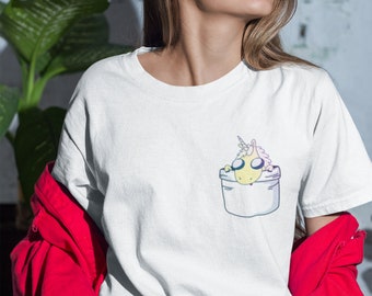 Unicorn Pocket T shirt - Cute Unicorn Pocket  T shirt - Unicorn T shrit