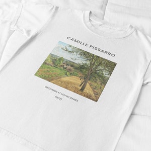 Camille Pissarro Art T-shirt: Orchards at Louveciennes, Impressionism (100% Cotton)