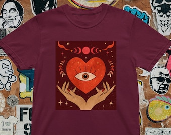 Mystic Eye Heart T-Shirt: Boho Spiritual Graphic Tee
