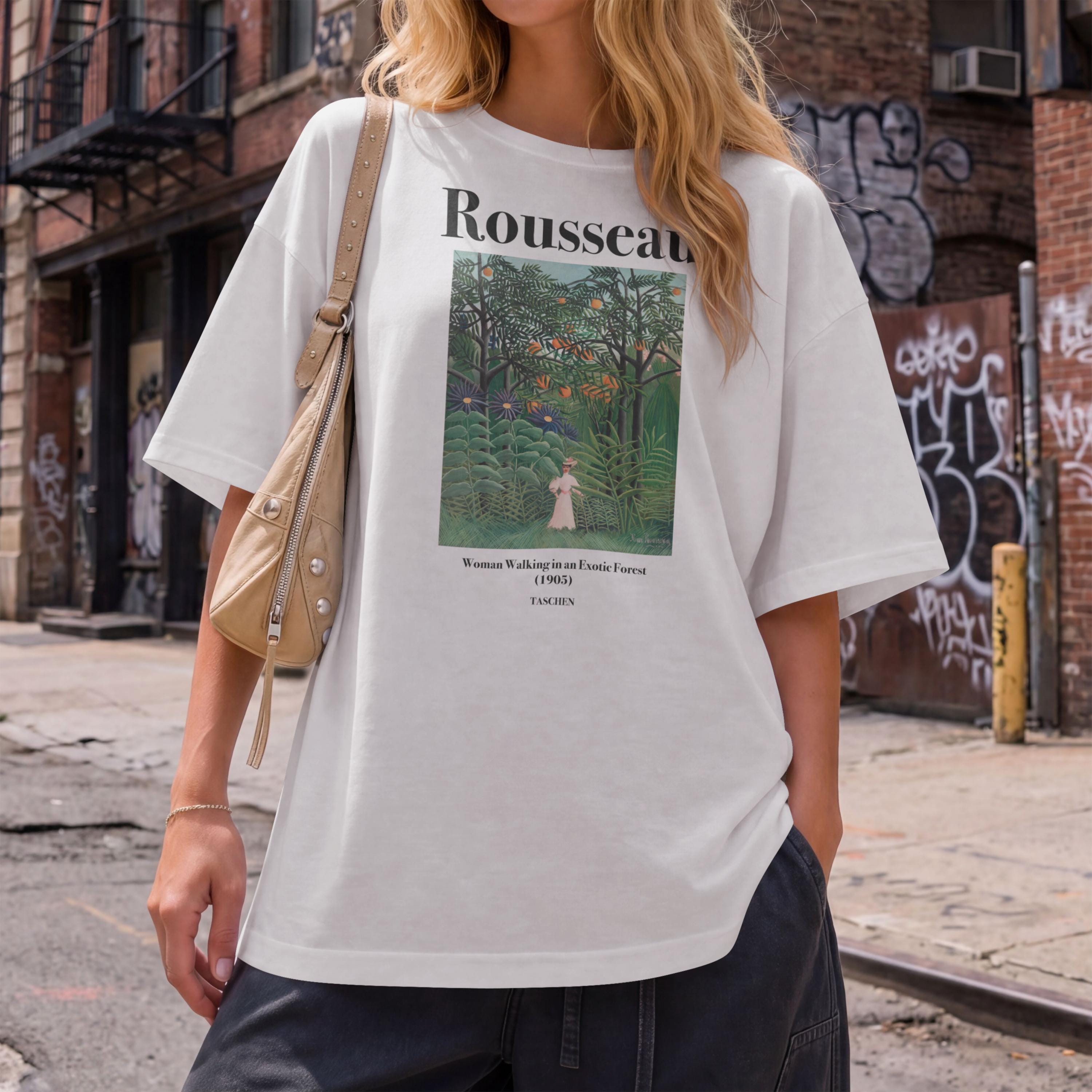 ルソーのアートTシャツ、エキゾチックな森の絵画Tシャツ、熱帯植物