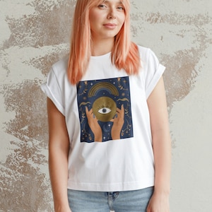 Koszulka Mystical Hands & Eye: Esoteric Tarot Zodiac Tee