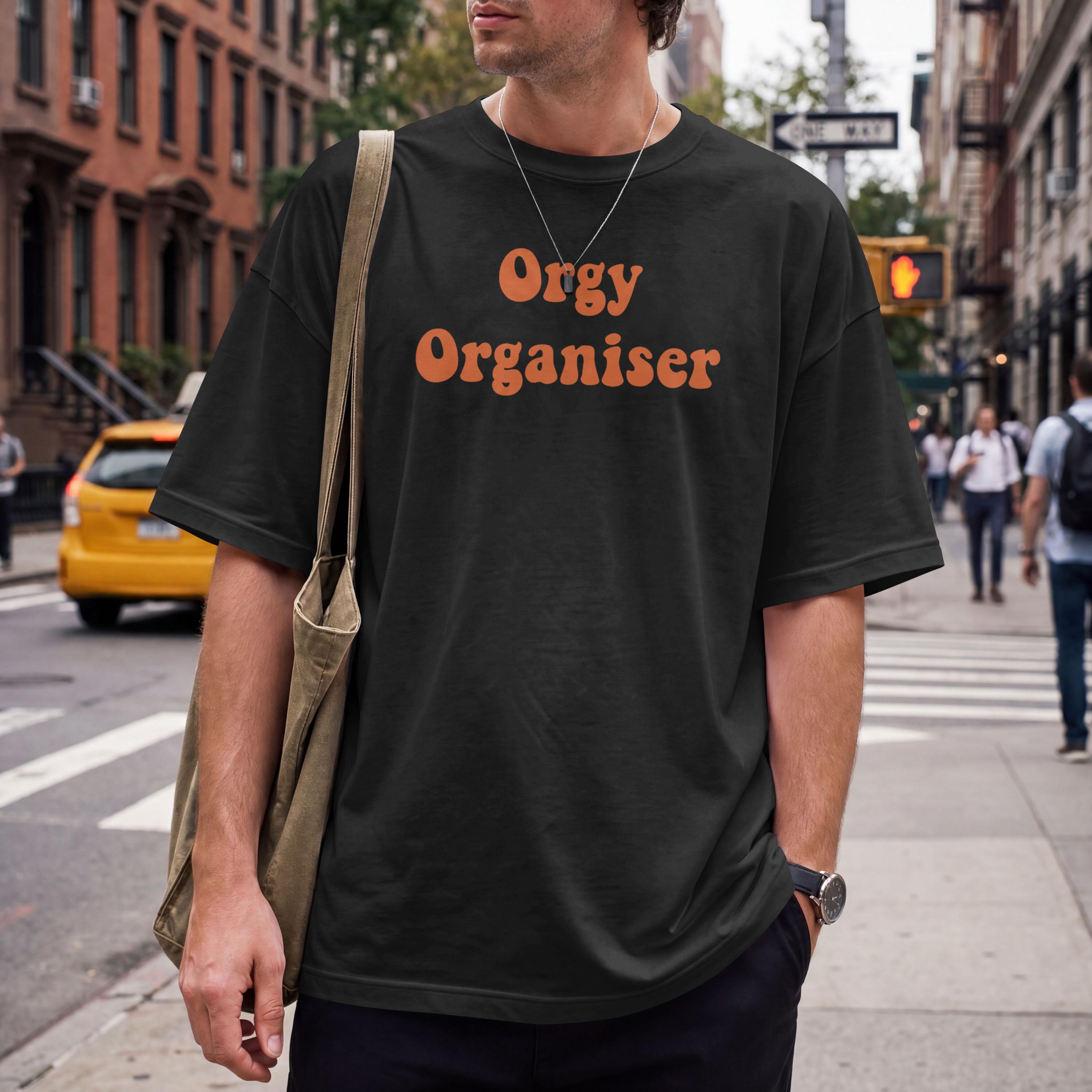 HYPER ORGY TOUR Tシャツ Orgy Organiser T Shirt, Funny Adult Slogan Tee, Retro Rude Graphic
