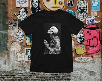 T-shirt med böneskelett: Gotisk religiös grafisk t-shirt