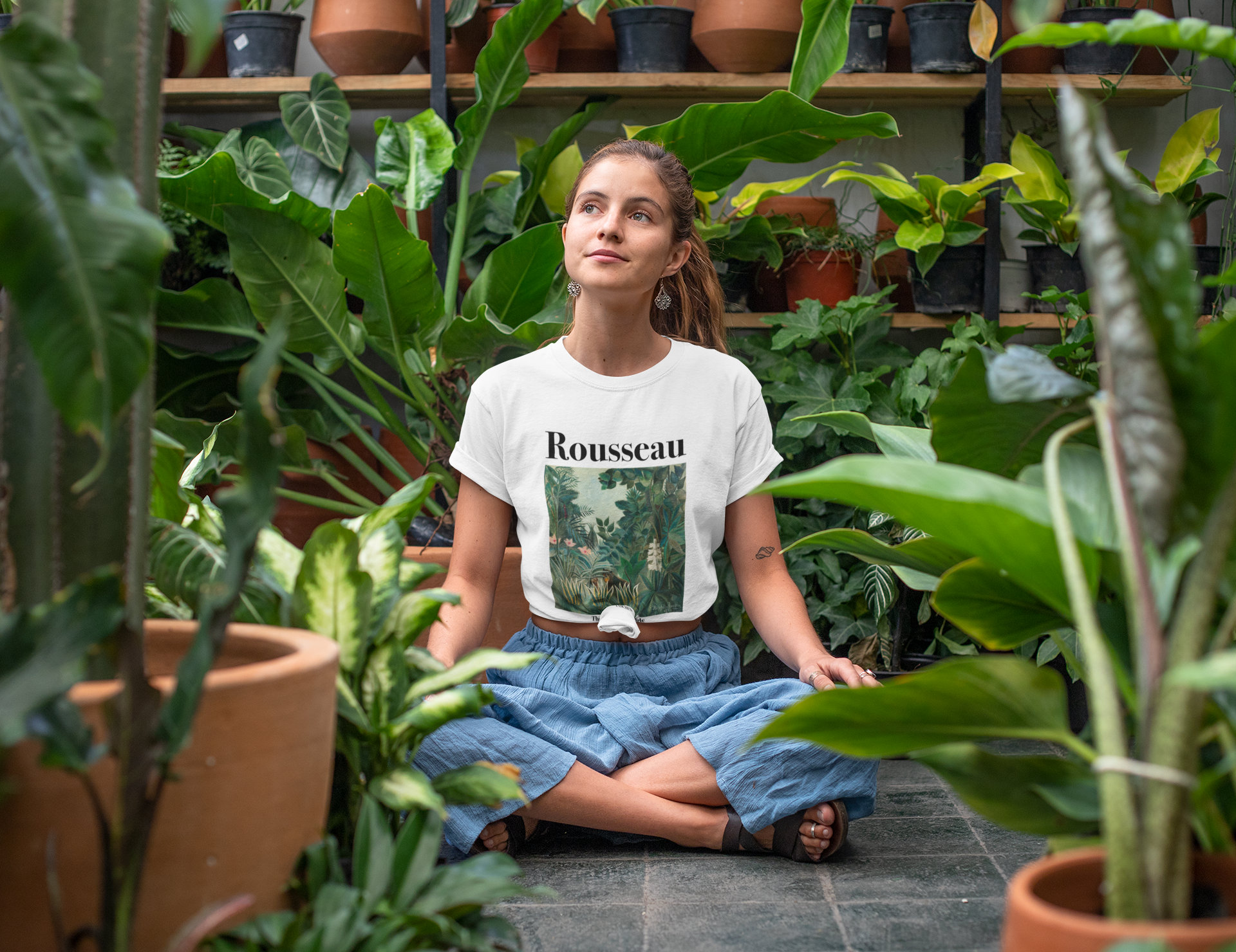 アンリ・ルソー Tシャツ：赤道ジャングルアート、ユニセックスコットン