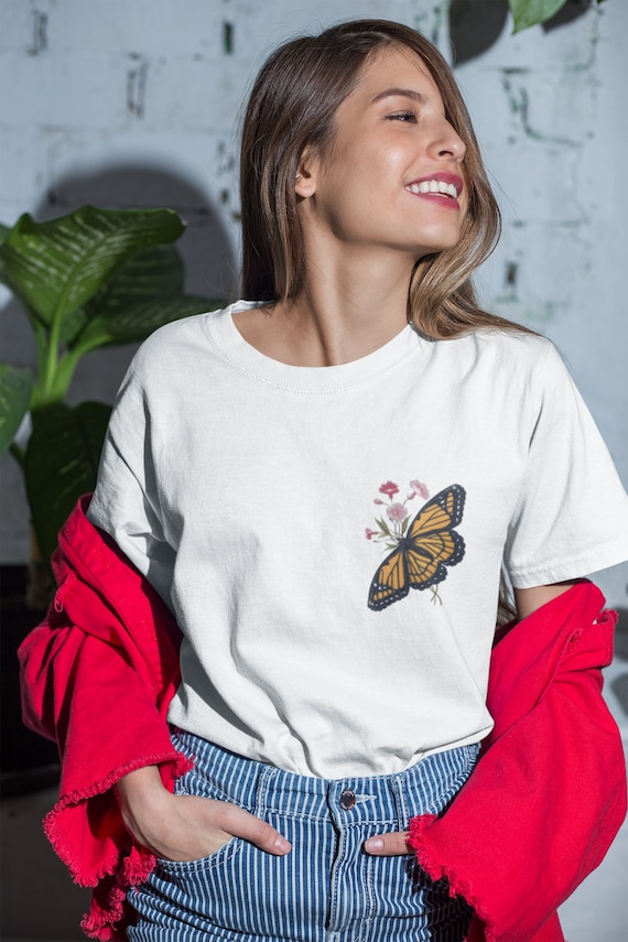 Pocket Butterfly T shirt / Butterfly Encyclopedie T shirt / Adolphe Millot / Aesthetic / Butterflies / Retro Butterfly T shirts / Old School