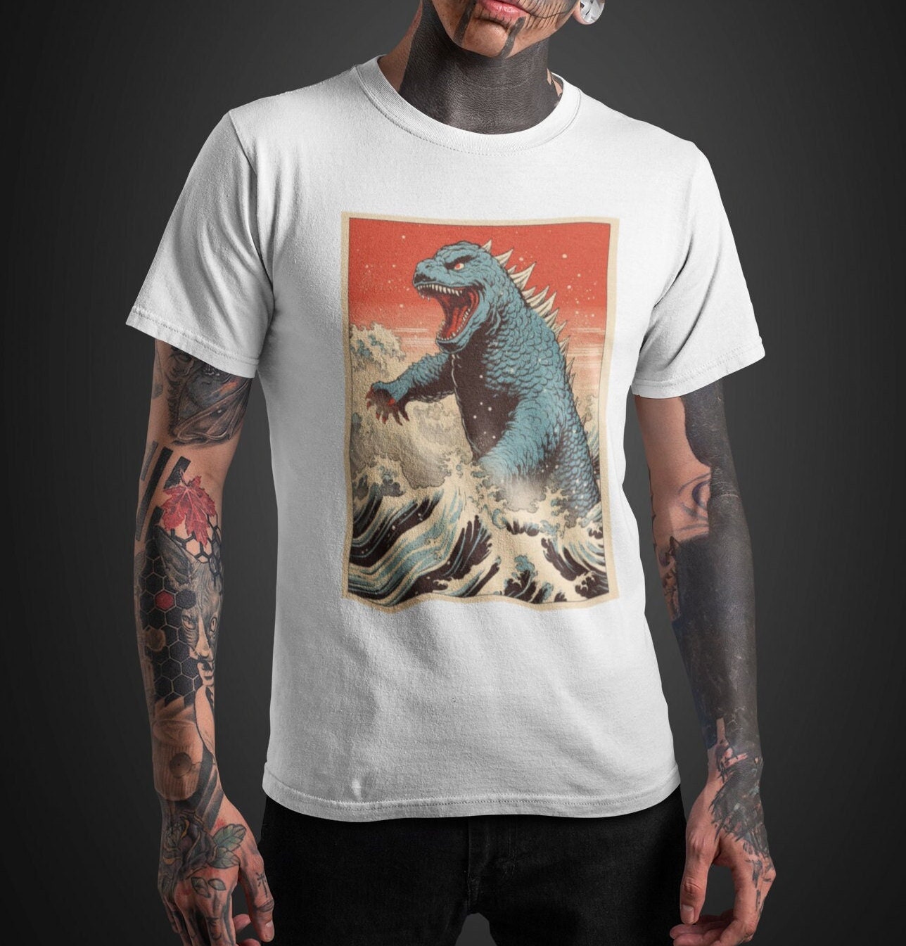 Godzilla X Great Wave off Kanagawa T Shirt | Hokusai | Japan Cult