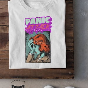 Retro serietidningar T-shirt / Vintage serier / Old School serier T-shirt Retro panikattack T-shirt / Skräckserier