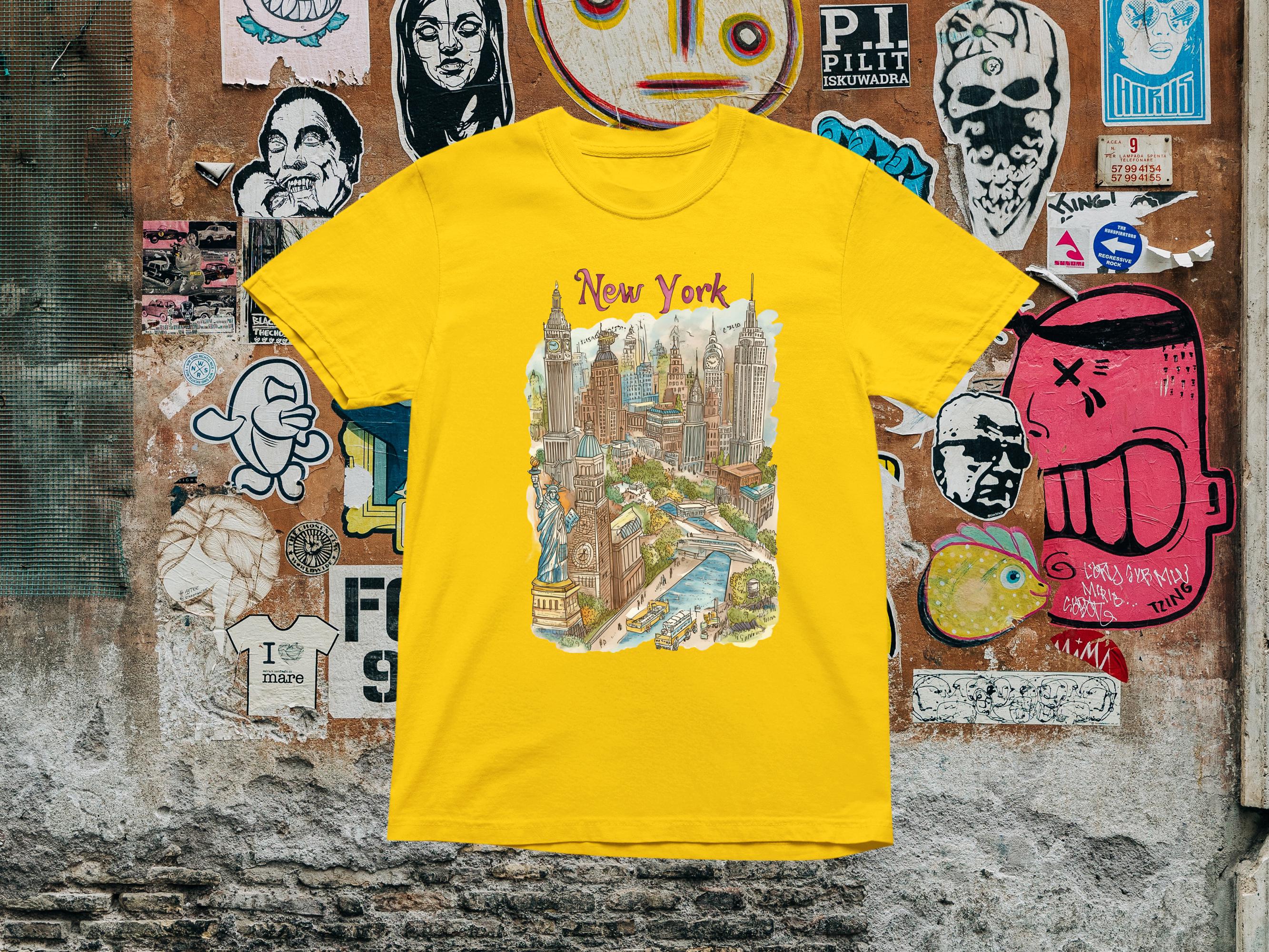 Tシャツ・カットソー THE MUSEUM VISITOR CITY DRAWING GRAPHIC T-SHIRT 5FT1935 Amazon.com: Urban New York City Graphic Tee Shirt, New York
