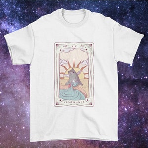 Camiseta del Tarot de la Templanza - Versión del Gato Tarot - %100 Algodón - Gato Divertido - Carta del Tarot - Camiseta Esotérica - Mística - Espiritual