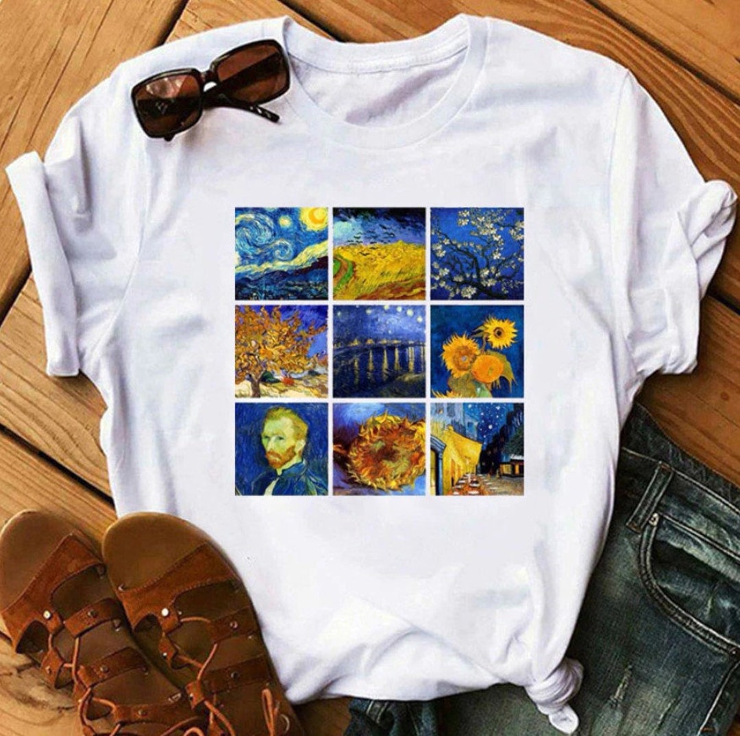 Van Gogh Collage Shirt / Starry Night / Self Portrait / - Etsy Denmark