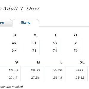 May include: Size chart for a Softstyle Adult T-Shirt, showing measurements in both inches and centimeters for sizes S through 3XL.