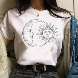 The Moon And The Sun T shirt / Crescent And Sun T shirt / %100 Premium Cotton