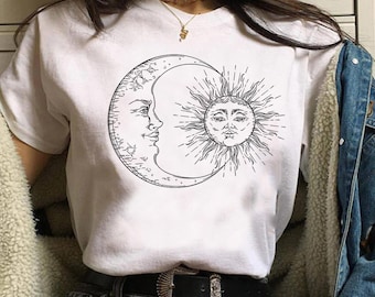 The Moon And The Sun T shirt / Crescent And Sun T shirt / %100 Premium Cotton