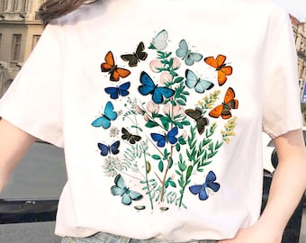 Butterflies T shirt / Butterfly Encyclopedie T shirt / Adolphe Millot / Aesthetic / Butterflies / Retro Butterfly T shirts / Old School
