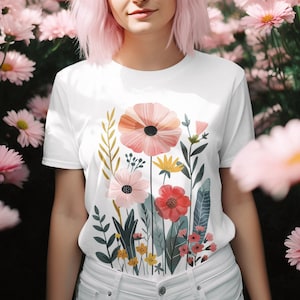 Bloemen T-shirt/wilde bloemen/botanisch/natuur/vintage bloemen/botanisch/Adolphe Millot/%100 katoen