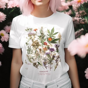 Bloemenkaart T-shirt/vintage bloemen/botanisch/Adolphe Millot/% 100 katoen