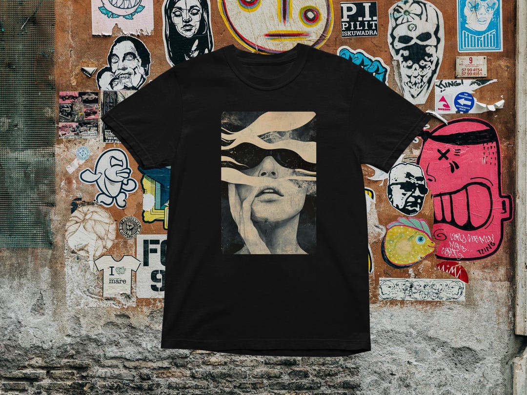 Surreal Abstract Face T-shirt - Trippy Artistic Graphic Tee, Dreamy ...