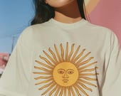 NEW ERA☆SUMMER VINTAGE SUN T-SHIRTS The Sun T Shirt - Sun T Shirt - Shining Sun - Retro Sun