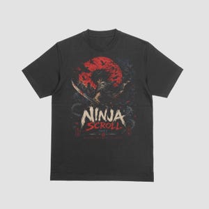 Ninja Scroll Inspired Acid Wash T Shirt, 90s Anime Movie Tee, Retro Samurai Graphic Shirt, Dark Fantasy Manga Gift