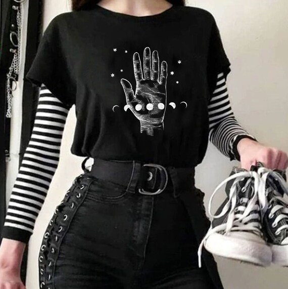 Moon Shapes T shirt / Moon And Hand / Spiritual Hand / Witchy | Etsy