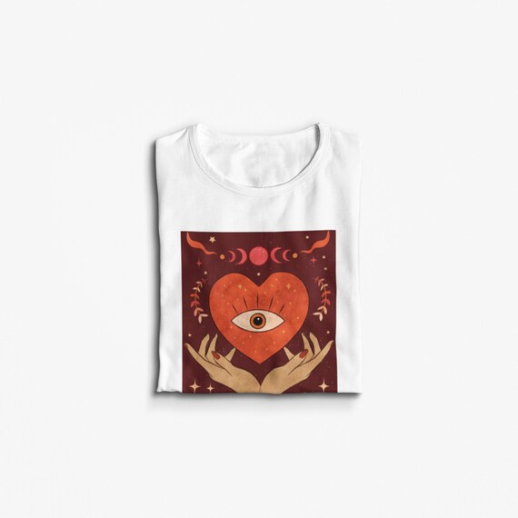 Heart Eye and Moons T Shirt Esoteric T Shirt Mystical Hands Crescent and Heart Etsy UK