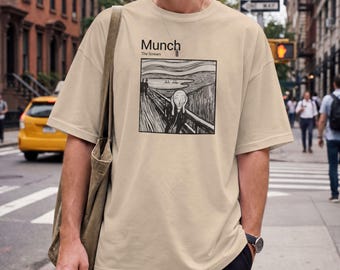 Munch The Scream T Shirt, Edvard Munch Art Tee, Expressionist Museum Shirt, Minimalist Black and White Graphic Tee