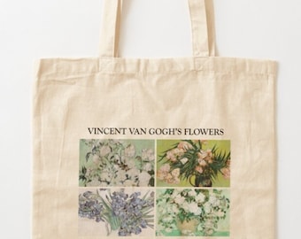 Bolso de mano Van Gogh con rosas y lirios: estampado floral, de algodón.