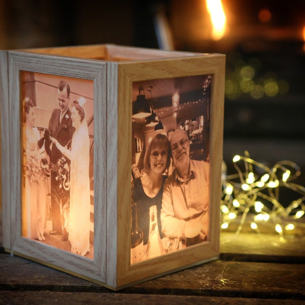 Memorial Gift - Personalised Photo Tea Light Lamp White - Remembering a loved one - Personalised Memorial - Memorial Photo - Memorial Photo