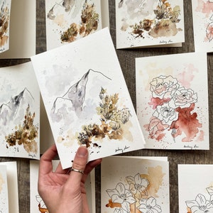 Floral and Nature Handmade Watercolor & Ink Cards