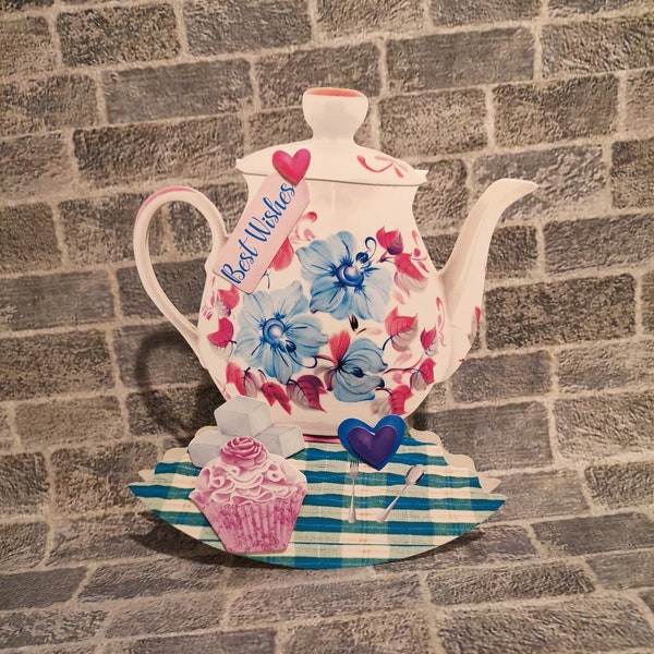 Handmade Tea Pot Rocker/Wobbler Card - Birthday Card - Mother's Day Card - Just For You - Just For Her - Thinking Of You  