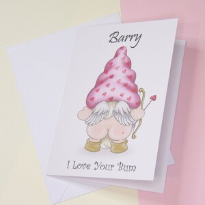 I Love Your Bum Cheeky Gnome  Card, Personalised Card, Valentines Day, Anniversary Card, For Husband, For Boyfriend, For Him, Gonk Card,