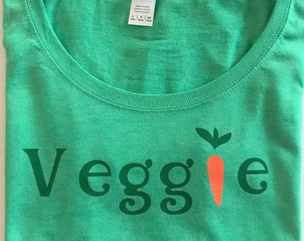 The cutest Veggie Women's Ladies T-shirt Tee, Green, Size S, M, L , XL 100% cotton, gift for vegan / vegetarian friend, eco, Christmas