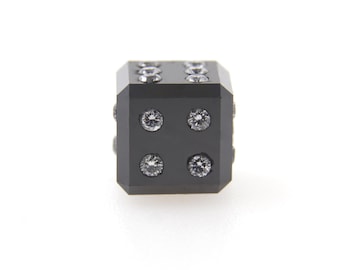 5,25 CT - Dadi in DIAMANTE NERO naturale con 21 diamanti naturali taglio brillante rotondo