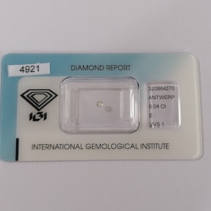 0.04 ct Natural DIAMOND E Color VVS1 Clarity IGI Certified & Sealed