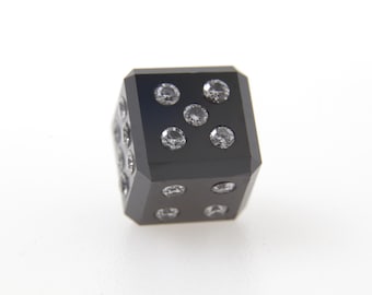 5,00 CT - Dado in DIAMANTE NERO naturale con 21 diamanti naturali taglio brillante rotondo